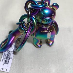 Coach Iridescent 3D Teddy Bear Bag Charm Key Ring